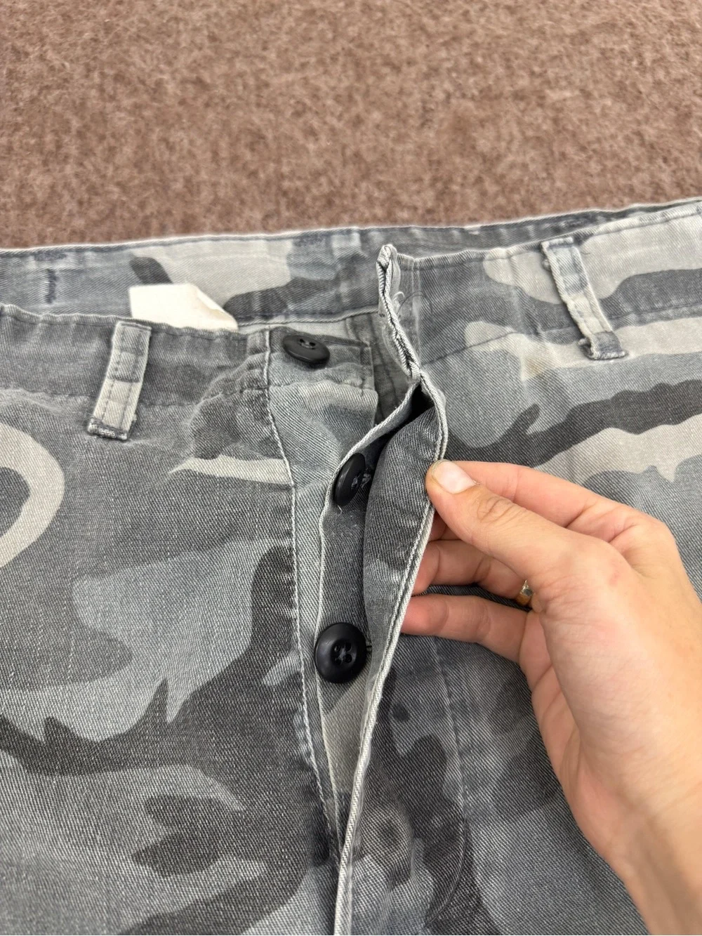 Vintage U.S. Military Dark Gray Camo Cargo Pants – Men's Large Long (35–39)